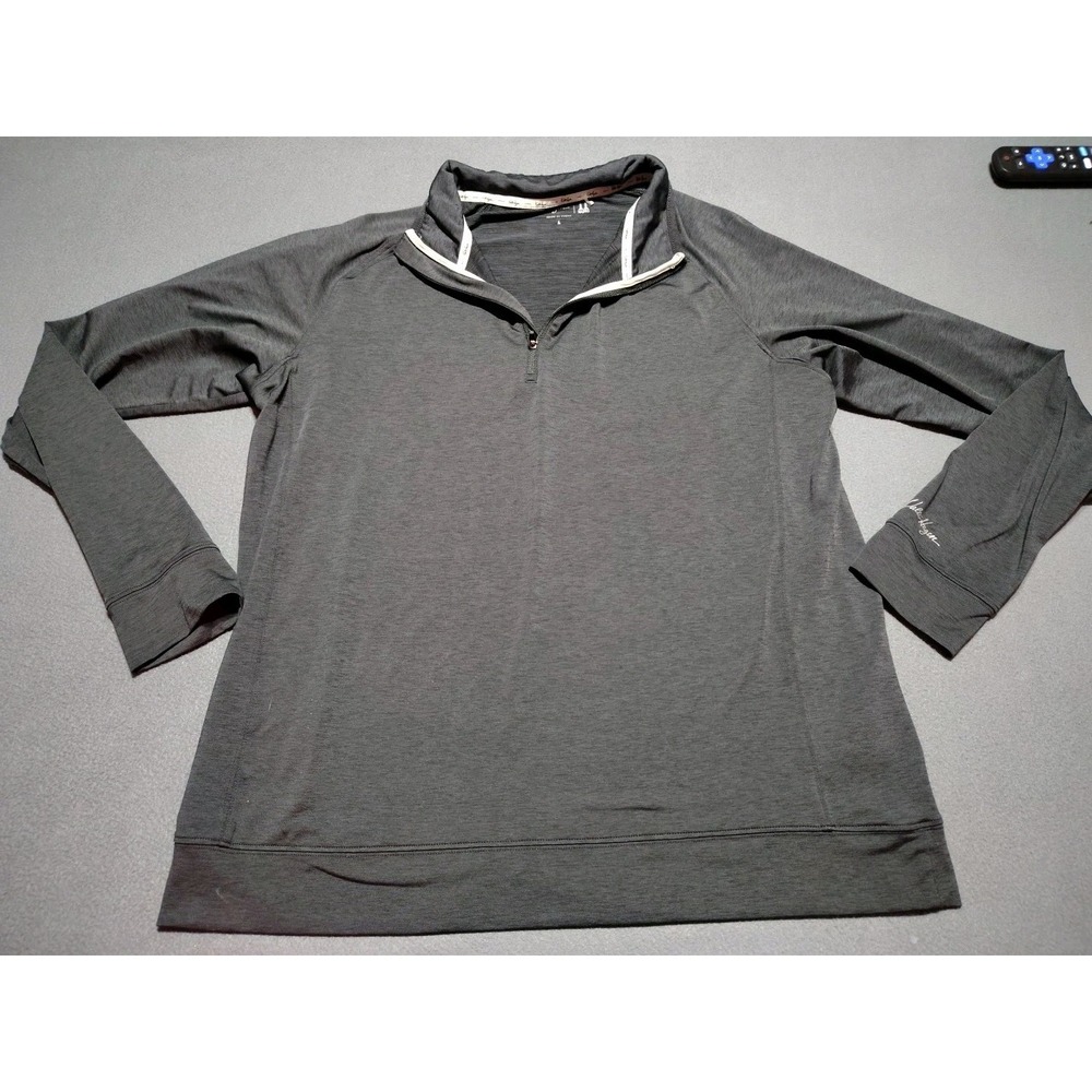 Walter Hagen 11 Majors Men L Black Golf 1/4 Zip Long Sleeve Stretch Outdoor
